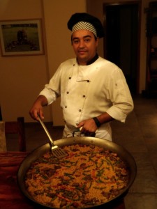 Head chef David Lucero with a beautiful dove paella.